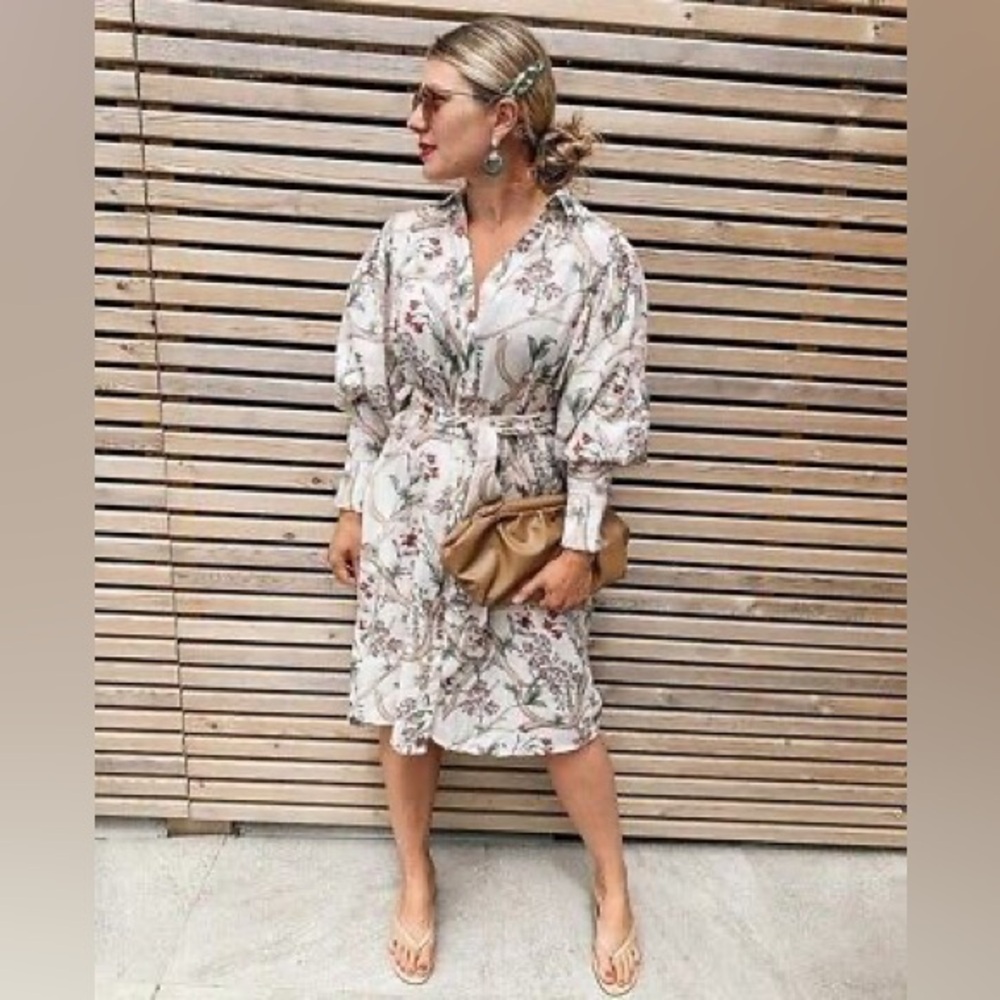 Johanna Ortiz x H&M Oversized Linen Shirt Dress in Natural White Orchid Sz M